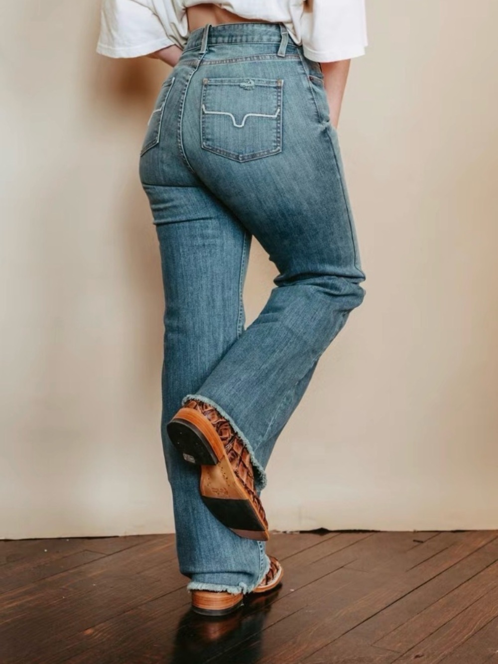 Kimes Olivia Wide Leg High Rise Light Wash Western Jeans